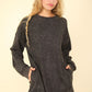 VERY J Mineral Washed Oversized Sweatshirt Mini Dress Black Mini Dresses