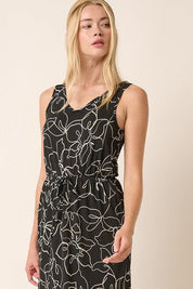 Mittoshop Side Slit Flower Print V-Neck Sleeveless Dress | Daverri Fashions