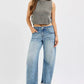 RISEN Full Size Slouchy Ankle Length Barrel Jeans with Cuffs Plus Size - DAVERRI FASHIONS