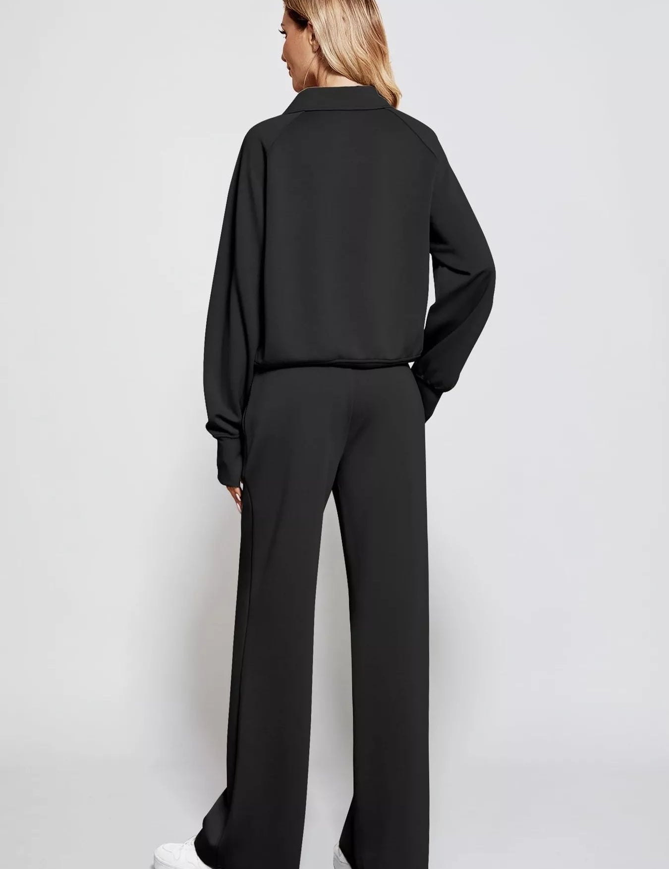 Full Size Half-Zip Sweatshirt and Wide-Leg Pants Set Plus Size | Outfit Sets Daverri Fashions