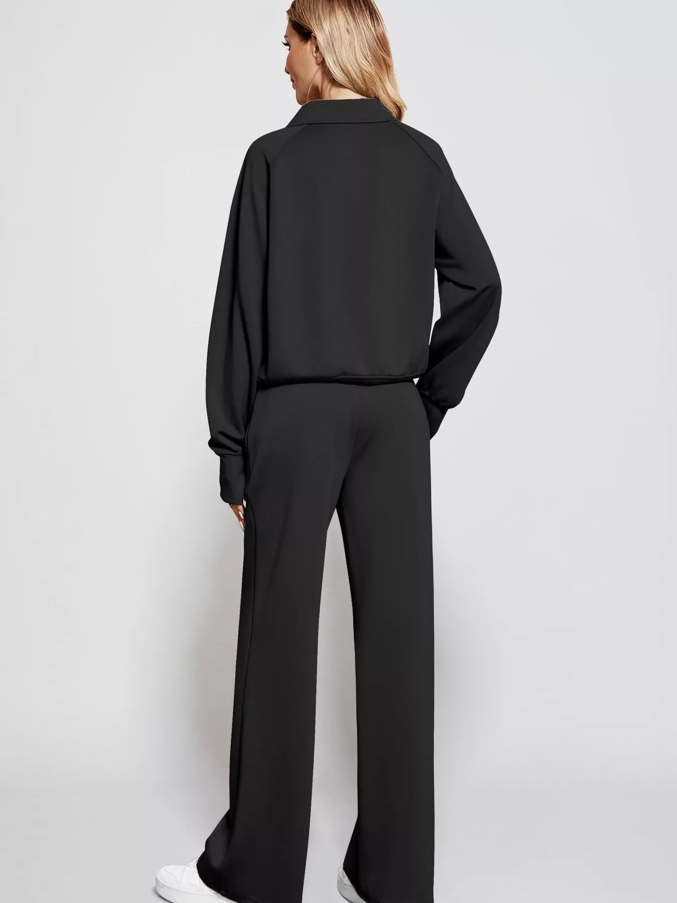 Full Size Half-Zip Sweatshirt and Wide-Leg Pants Set Plus Size | Outfit Sets Daverri Fashions