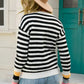 Angel Wings Warm Spice Striped Round Neck Sweater - DAVERRI FASHIONS