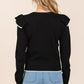 Mittoshop Contrast Trim Ruffled Round Neck Knit Top - DAVERRI FASHIONS