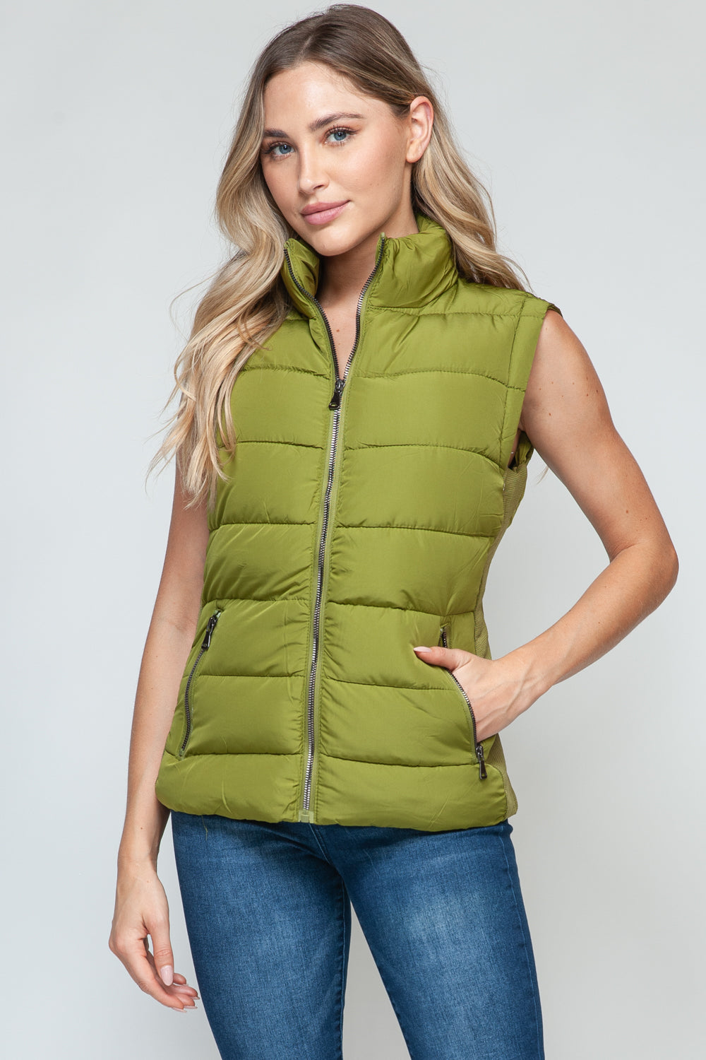 Zip Up Turtleneck Vest with Pockets Cardamom Seed Tops