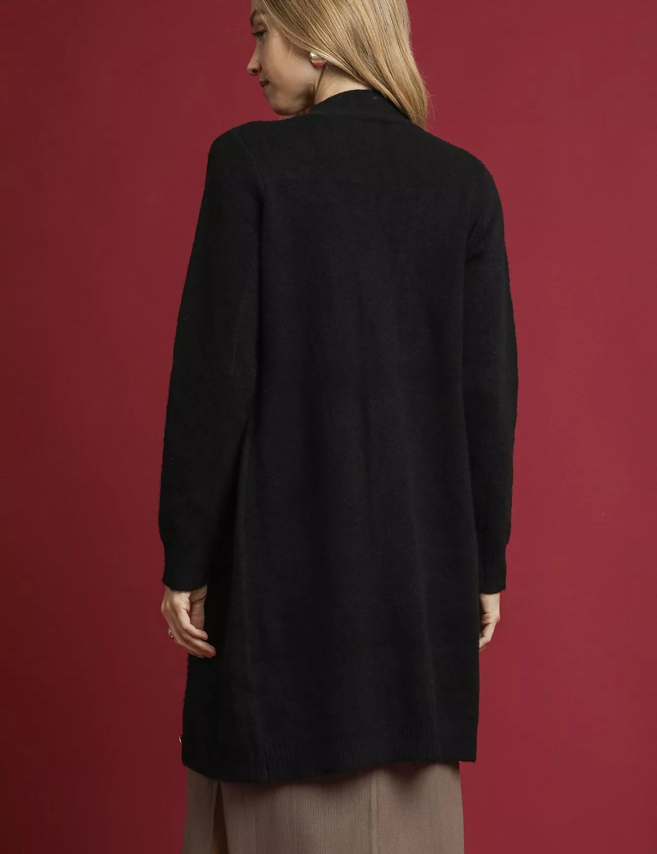 Umgee Button-Down Longline Sweater Cardigan with Front Pockets | Daverri Fashions