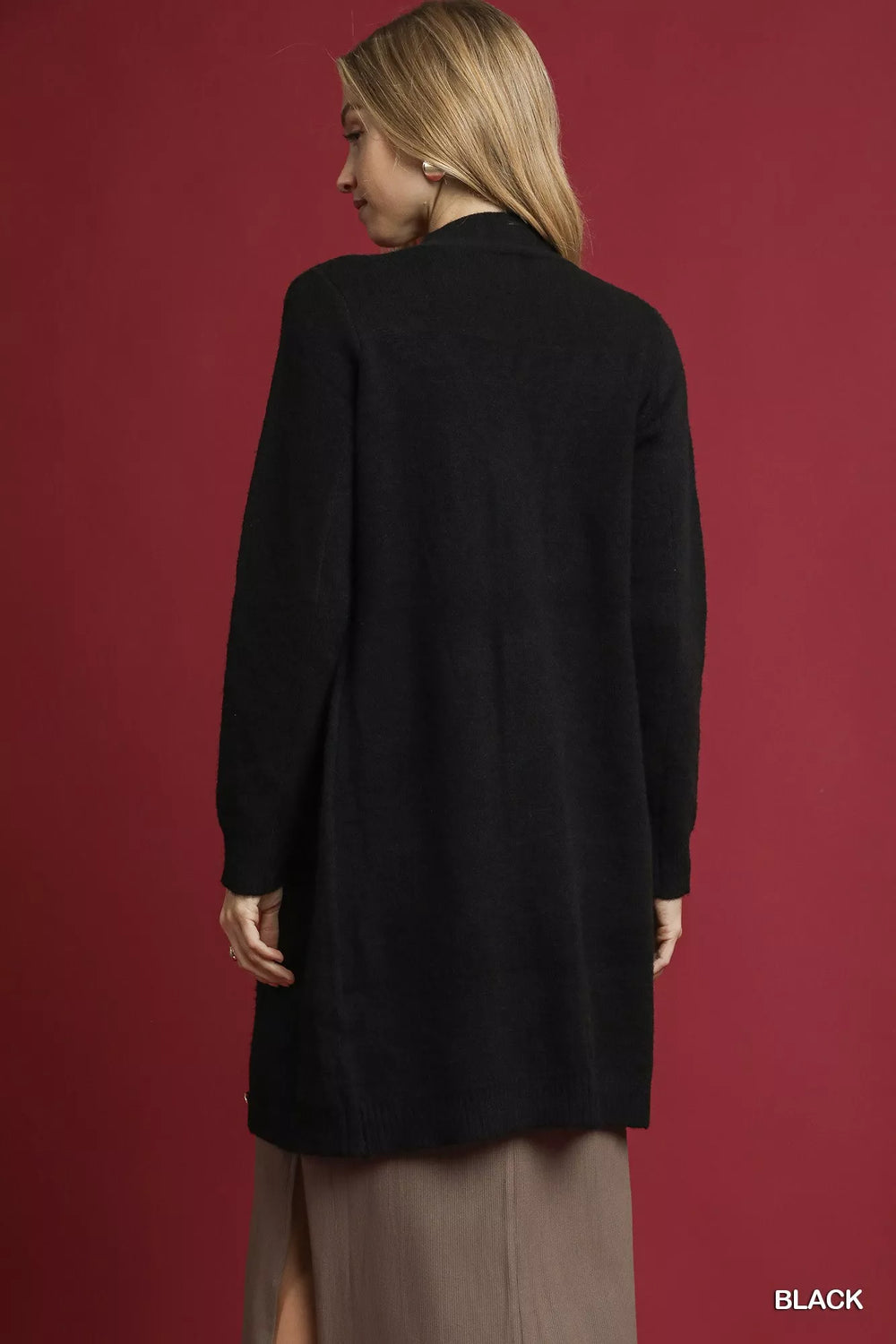 Umgee Button-Down Longline Sweater Cardigan with Front Pockets | Daverri Fashions