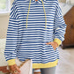 Lovelet Drawstring Striped Long Sleeve Hoodie - DAVERRI FASHIONS