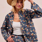 BiBi Washed Floral Print Denim Jacket Shackets