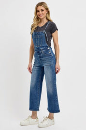 RISEN Knotted Strap Denim Overalls with Pockets Overalls