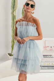 BiBi Sleeveless Layered Organza Dress | Mini Dresses Daverri Fashions