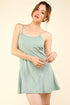 VERY J Mesh Detail Tennis Mini Active Dress with Shorts Inside Sage L Mini Dresses