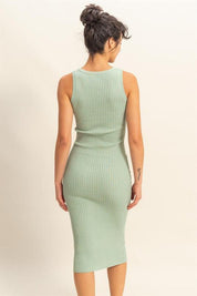 HYFVE Ribbed Round Neck Sleeveless Knit Midi Dress | Midi Dresses Daverri Fashions