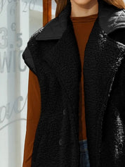 Fuzzy Collared Neck Button Up Vest Coat | Vest Jackets Daverri Fashions