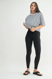 MONO B Coastal Cotton Striped Oversized Crewneck T-Shirt | Daverri Fashions
