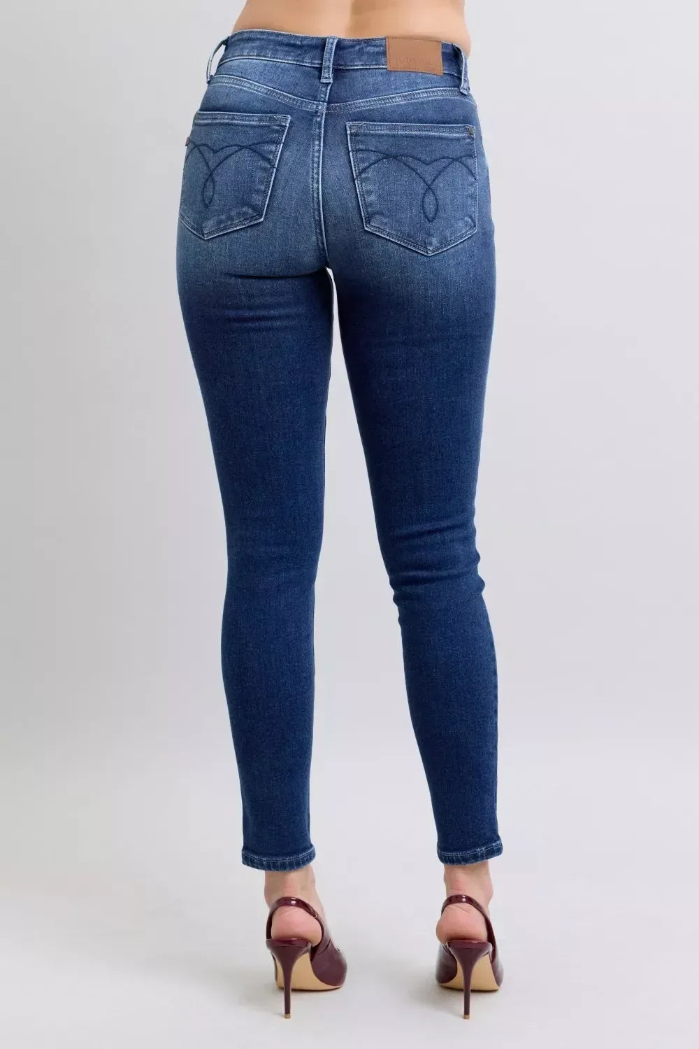 Judy Blue Full Size Washed Thermal Skinny Jeans Plus Size - DAVERRI FASHIONS