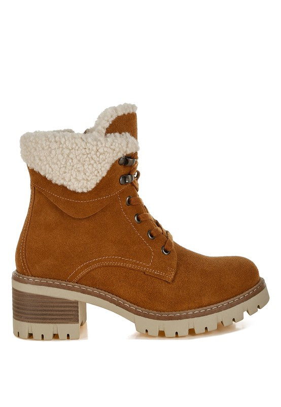 Madoka Fur Collar Chunky Ankle Boots | Boots Daverri Fashions