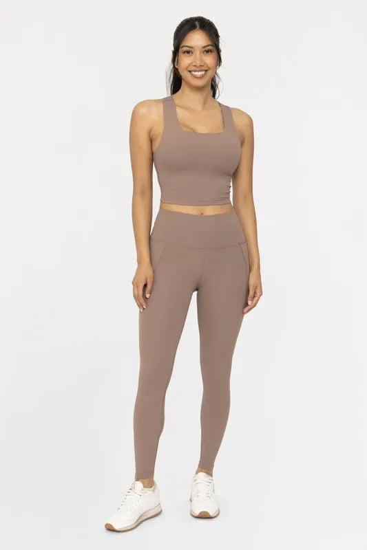 MONO B Soft Ribbed High Waisted Leggings | Daverri Fashions