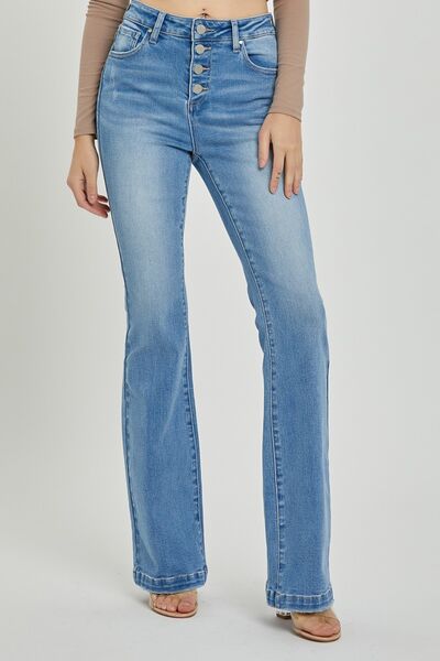 RISEN Full Size High Rise Button Fly Bootcut Jeans Light