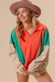 BiBi Colorblock Exposed Seam French Terry Sweatshirt | Daverri Fashions