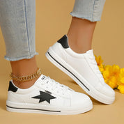 Star Round Toe Lace Up Sneakers | Sneakers Daverri Fashions