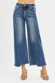 DARK RISEN High Rise Crop Wide Leg Jeans with Step Hem | Jeans Daverri Fashions