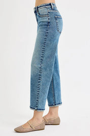 RISEN Full Size High Rise Crop Boyfriend Jeans Plus Size | Jeans Daverri Fashions