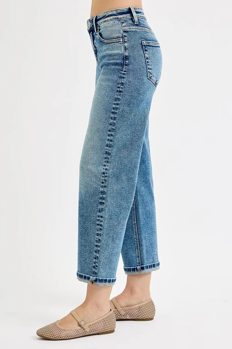 RISEN Full Size High Rise Crop Boyfriend Jeans Plus Size | Jeans Daverri Fashions