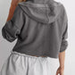 Gray Exposed Seam Dropped Shoulder Hoodie with frayed hem and sleeves
