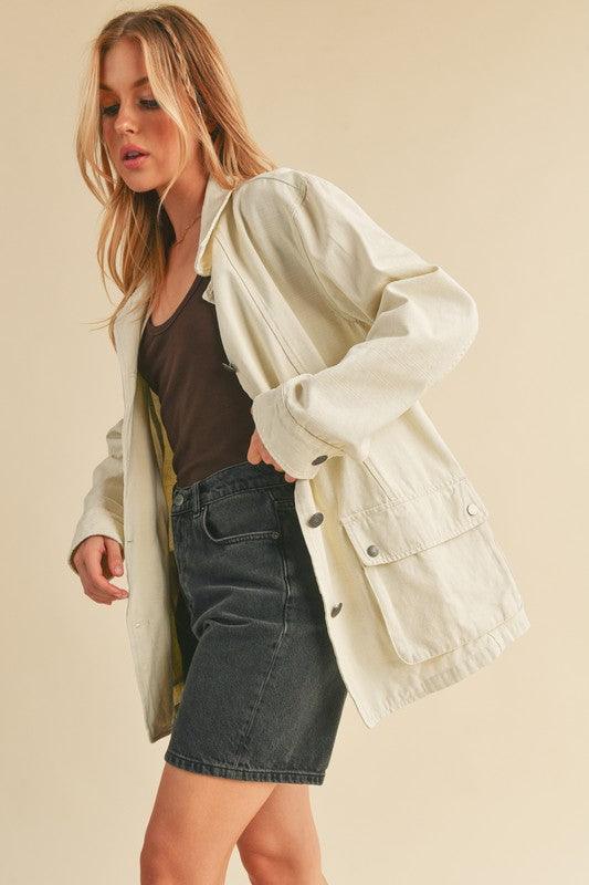 Aemi + Co Seam Detail Button Up Jacket with Pockets Jackets
