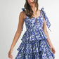 MABLE Floral Print Shoulder Tie Layered Mini Dress