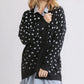 Umgee Polka Dot Open Front Drop Shoulder Cardigan Black