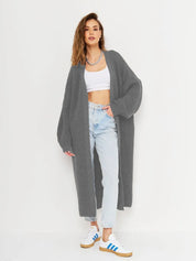Open Front Long Sleeve Longline Cardigan | Cardigans Daverri Fashions