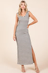 Mittoshop Striped Scoop Neck Sleeveless Maxi Dress - DAVERRI FASHIONS