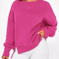 Slit Round Neck Dropped Shoulder Sweatshirt - DAVERRI FASHIONS