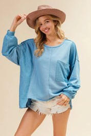 BiBi Oversized Pocket Front Sweatshirt - DAVERRI FASHIONS