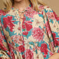 Umgee Mix Floral Peplum Blouse with Tie Neck - DAVERRI FASHIONS