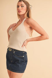 Aemi + Co Ribbed Halter Neck Cami | Cami Tops Daverri Fashions