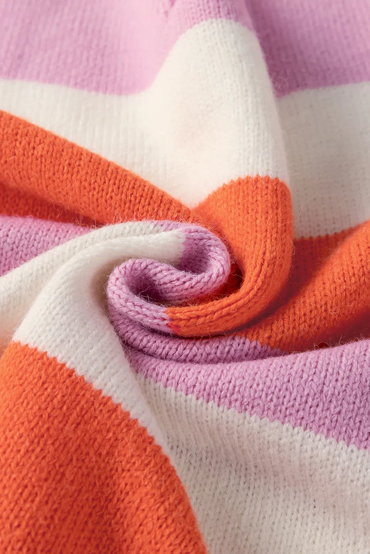 Color Block V-Neck Long Sleeve Sweater | Sweaters Daverri Fashions