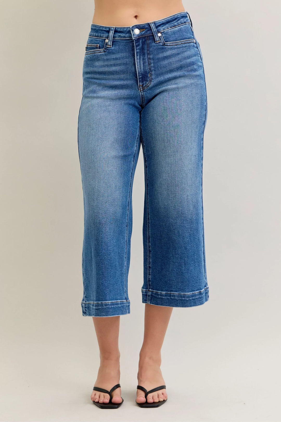 Judy Blue Mid Rise Crop Wide Leg Jeans | Jeans Daverri Fashions
