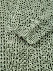 Scalloped Edge Eyelet Knit Batwing Sleeve Cardigan | Cardigans Daverri Fashions
