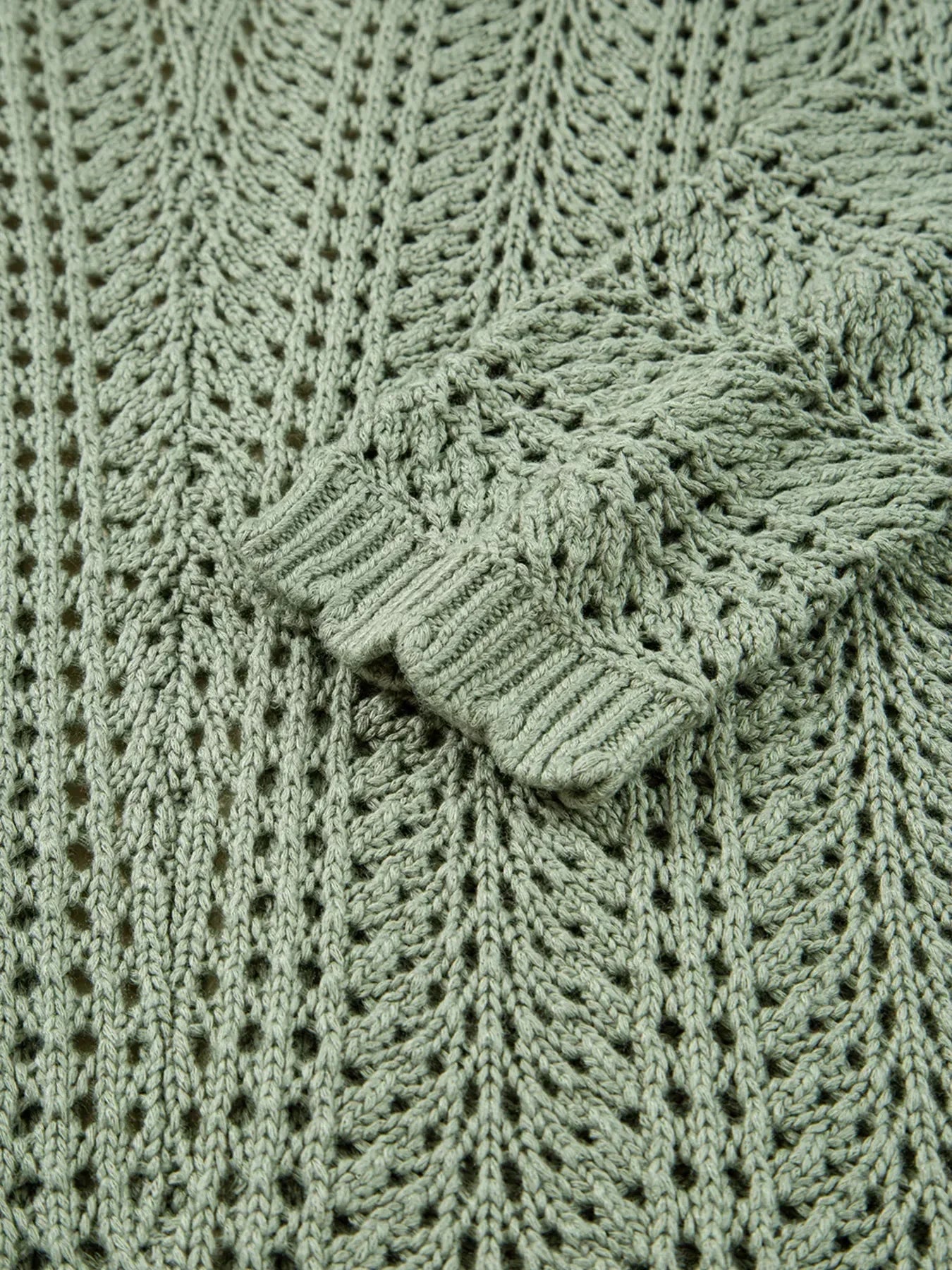 Scalloped Edge Eyelet Knit Batwing Sleeve Cardigan - DAVERRI FASHIONS