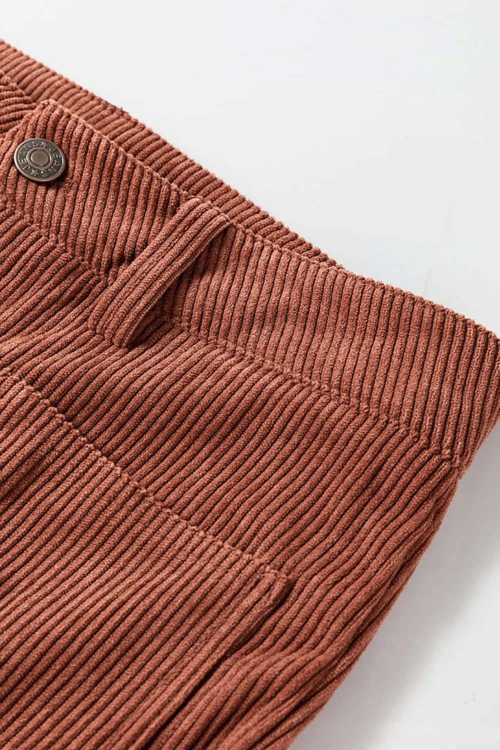 Women’s high-waist terracotta corduroy pants with square pockets