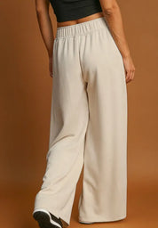 Drawstring Wide Leg Pants Beige | Loungewear Bottoms Daverri Fashions