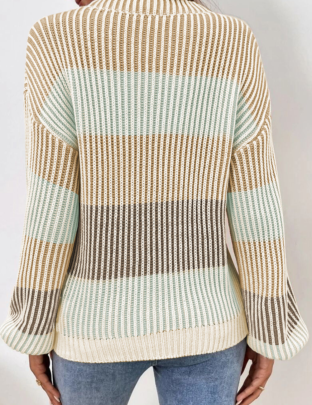 Colorblock Textured Knit Bubble Sleeve Sweater | Sweaters Daverri Fashions