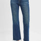 RISEN Tummy Control High Rise Crop Straight Raw Cut Hem Jeans - DAVERRI FASHIONS