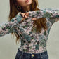 SO ME Floral Print Mesh Knit Long Sleeves Top - DAVERRI FASHIONS