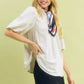 Umgee Linen Scallop Trim V-Neck Blouse - DAVERRI FASHIONS