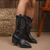 Point Toe Block Heels Boots | Boots Daverri Fashions