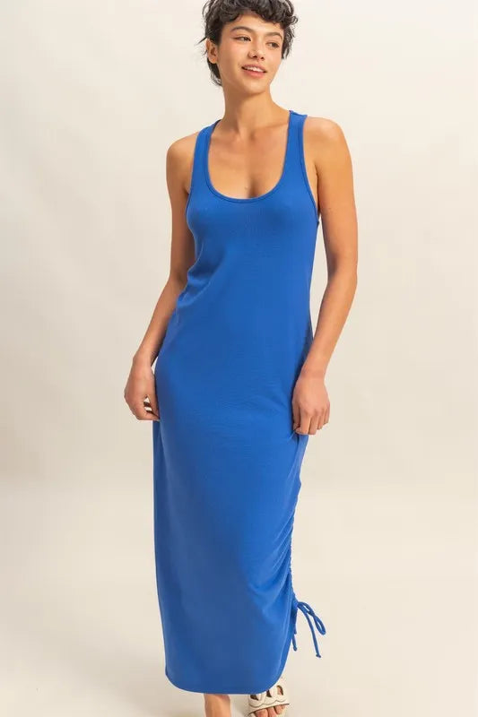 HYFVE Scoop Neck Side Tie Detail Midi Dress