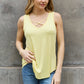 BOMBOM Criss Cross Front Detail Sleeveless Top in Butter Yellow Light Yellow